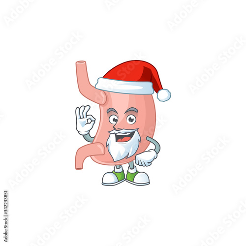 Friendly stomach Santa cartoon character design with ok finger