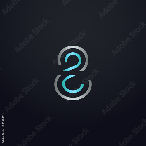 Creative 8 letter with maze linear style. Modern logo symbol for business corporate. Blue and white logo on blue dark background. Square shape, colorful, linked and technology. Unusual design vector.