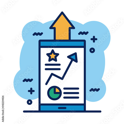 smartphone with statistics detail style icon