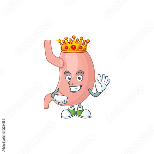 The Charismatic King of stomach cartoon character design wearing gold crown