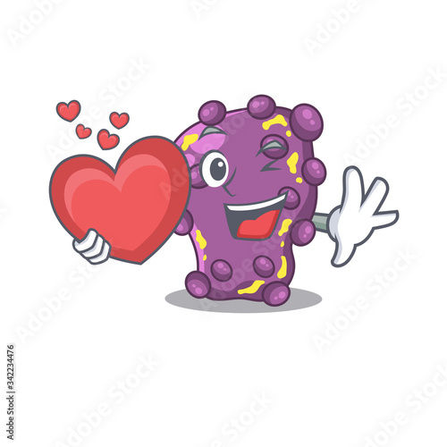 A sweet shigella cartoon character style with a heart