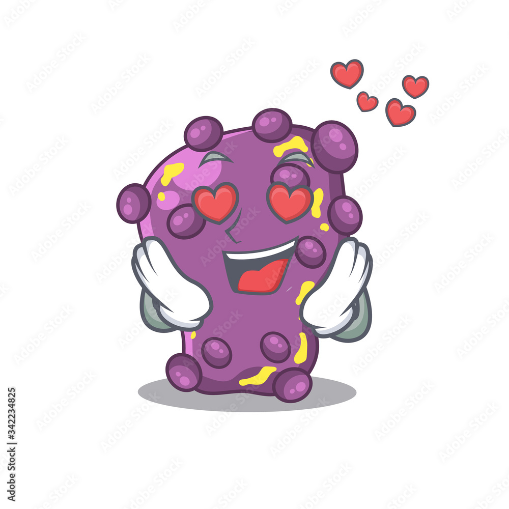 Cute shigella cartoon character has a falling in love face Cute shigella cartoon character has a falling in love face