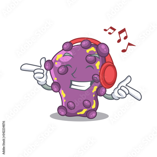 Shigella Cartoon in design concept listening music