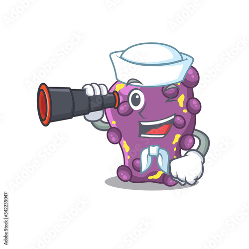 A cartoon icon of shigella Sailor with binocular