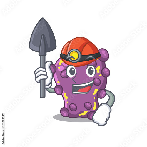 Shigella miner cartoon design concept with tool and helmet