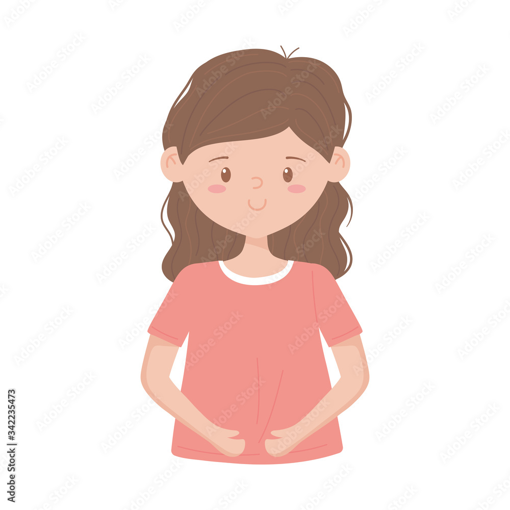 young woman cartoon character isolated icon on white background