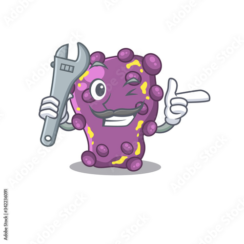 A picture of shigella mechanic mascot design concept