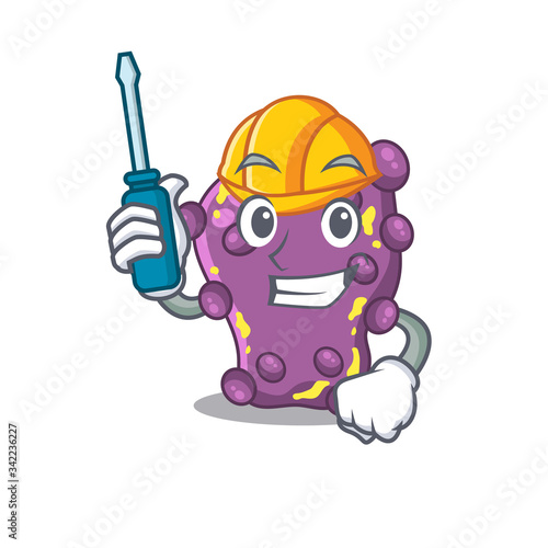 cartoon character of shigella worked as an automotive