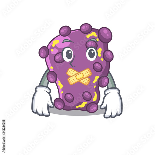 Shigella cartoon character style with mysterious silent gesture