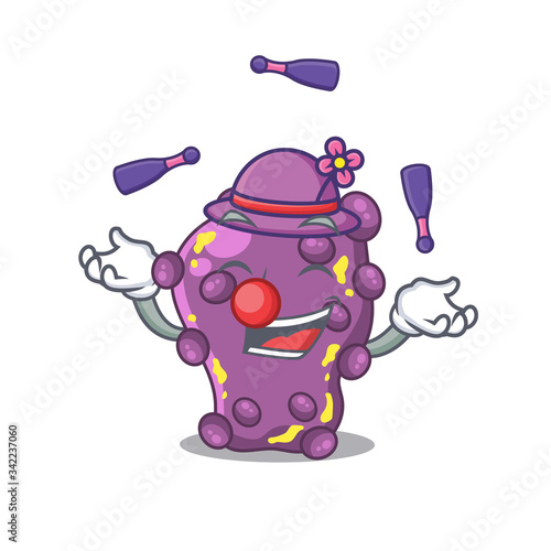 An attractive shigella cartoon design style playing juggling