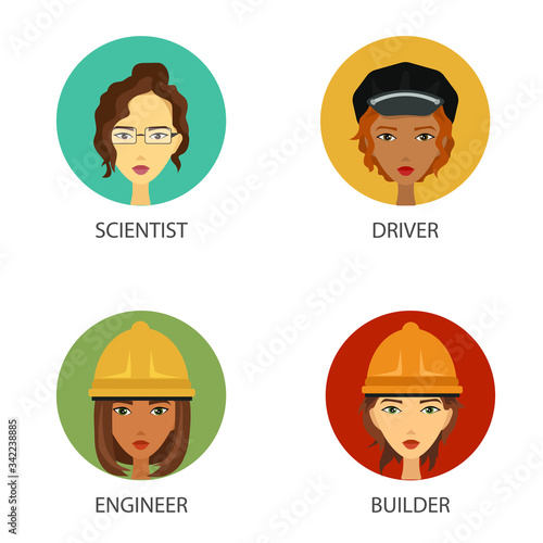 Women working in hard job set