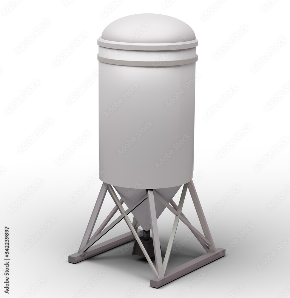 3D illustration of a silo, 3D rendering of a construction object 3D illustration of a silo, 3D rendering of a construction object