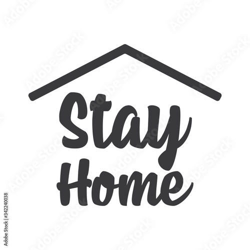 Stay home text with roof. House symbol. Self isolation quarantine in order to prevent coronavirus spread.