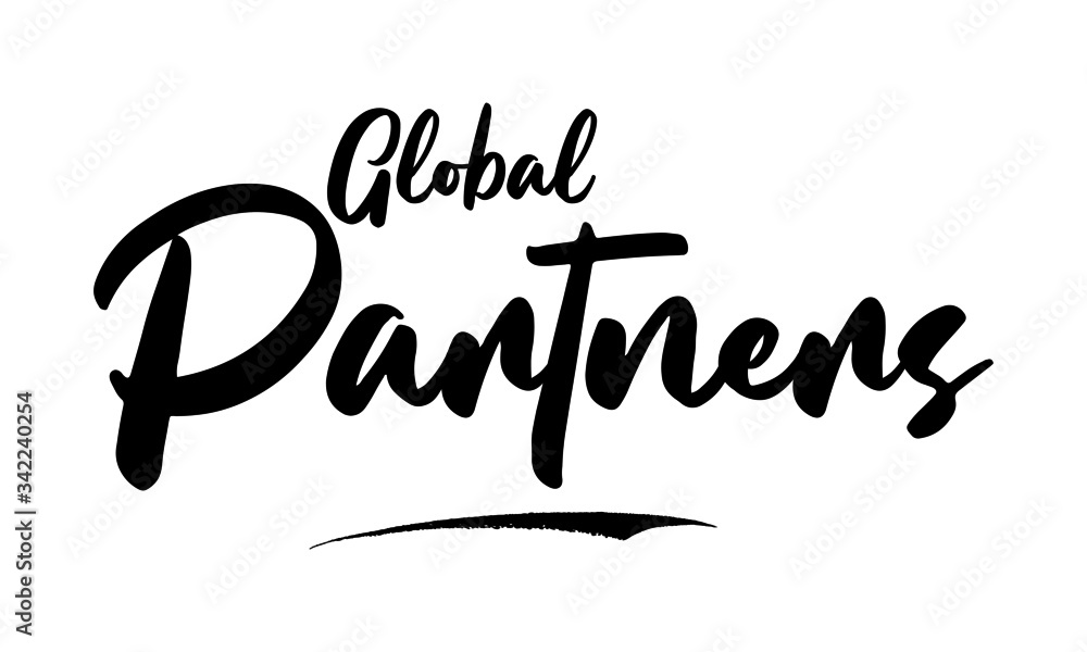 Global Partners. Calligraphy Black Color Text On White Background Global Partners. Calligraphy Black Color Text On White Background