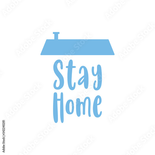 Stay home text with roof. House symbol. Self isolation quarantine in order to prevent coronavirus spread.