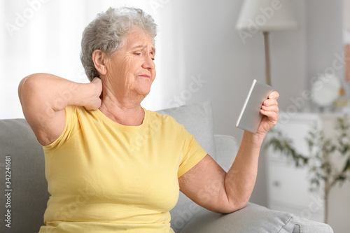 Elderly woman video chattin...