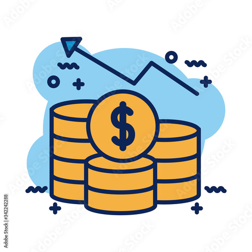 coins money dollars detail style icon