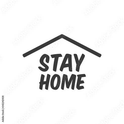 Stay home text with roof. House symbol. Self isolation quarantine in order to prevent coronavirus spread.