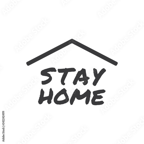 Stay home text with roof. House symbol. Self isolation quarantine in order to prevent coronavirus spread.