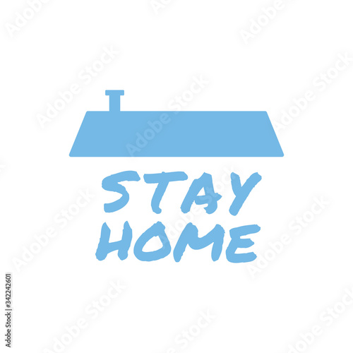 Stay home text with roof. House symbol. Self isolation quarantine in order to prevent coronavirus spread.