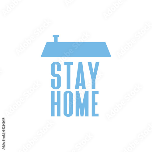 Stay home text with roof. House symbol. Self isolation quarantine in order to prevent coronavirus spread.