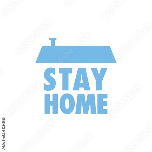 Stay home text with roof. House symbol. Self isolation quarantine in order to prevent coronavirus spread.