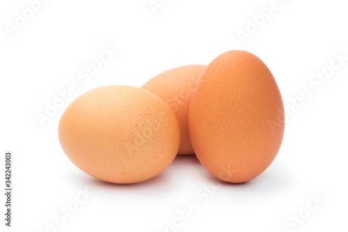 farm brown chicken eggs on a white background