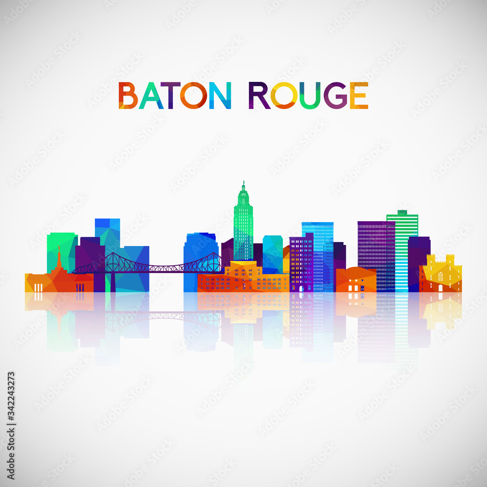 Baton Rouge skyline silhouette in colorful geometric style. Symbol for your design. Vector illustration.