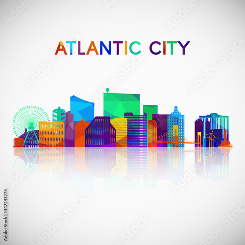 Atlantic city skyline silhouette in colorful geometric style. Symbol for your design. Vector illustration. photo