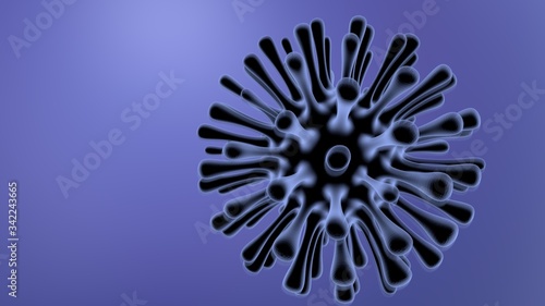 3d rendering. Coronavirus 2019-nCov concept Microscope virus close up.