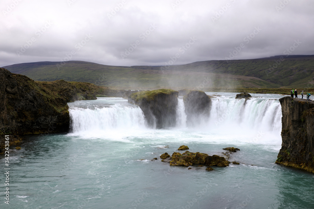 Godafoss / Iceland - August 26, 2017: The Godafoss waterfall, Iceland, Europe