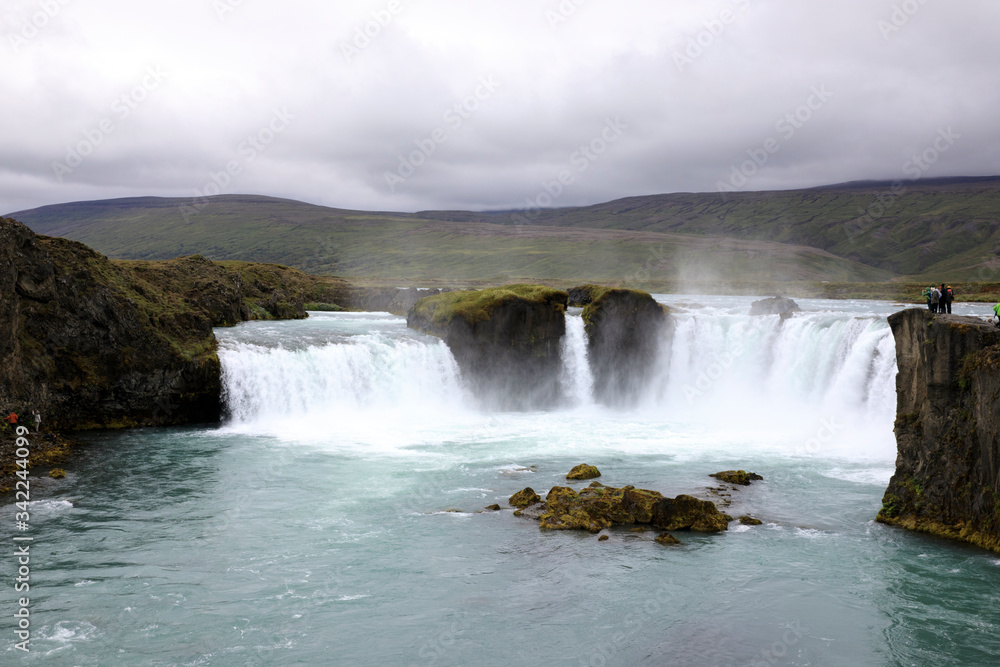 Fototapeta premium Godafoss / Iceland - August 26, 2017: The Godafoss waterfall, Iceland, Europe