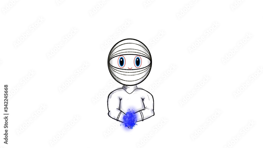 Ninja with protector mask is washing hands, washing hands with soap. Washing hands with soap to prevent viruses and bacteria. Illustration. Isolated on white background. Ninja with protector mask is washing hands, washing hands with soap. Washing hands with soap to prevent viruses and bacteria. Illustration. Isolated on white background.