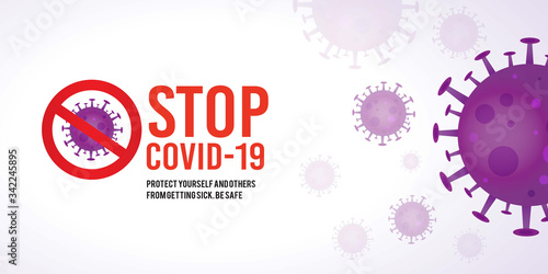 Stop Covid-19 Sign & Symbol, Typography text design poster for self protection, self quarantine, stay home, stay safe
