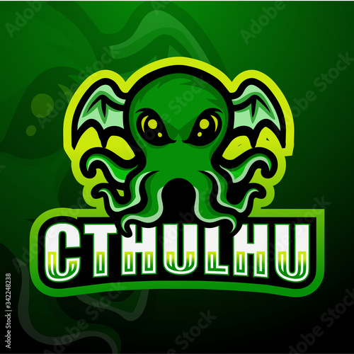 Green cthulhu mascot esport logo design