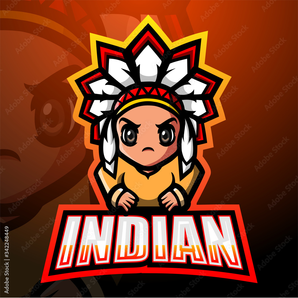 Indian mascot esport logo design Indian mascot esport logo design