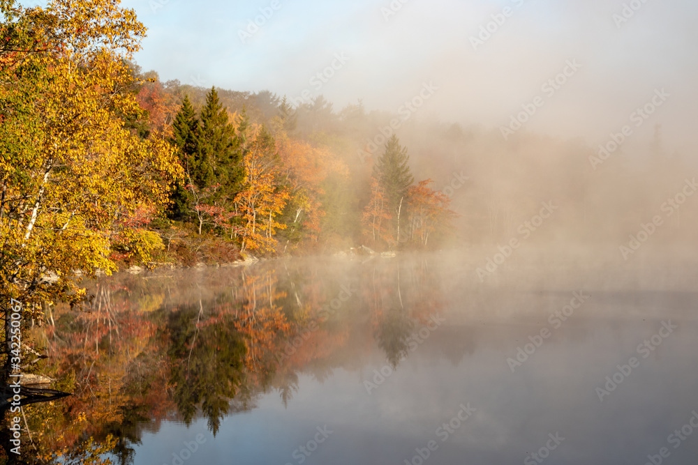 Scenic View Of Lake Against Sky During Autumn