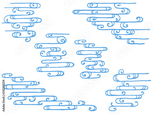 手描き風の流水模様のパーツセット