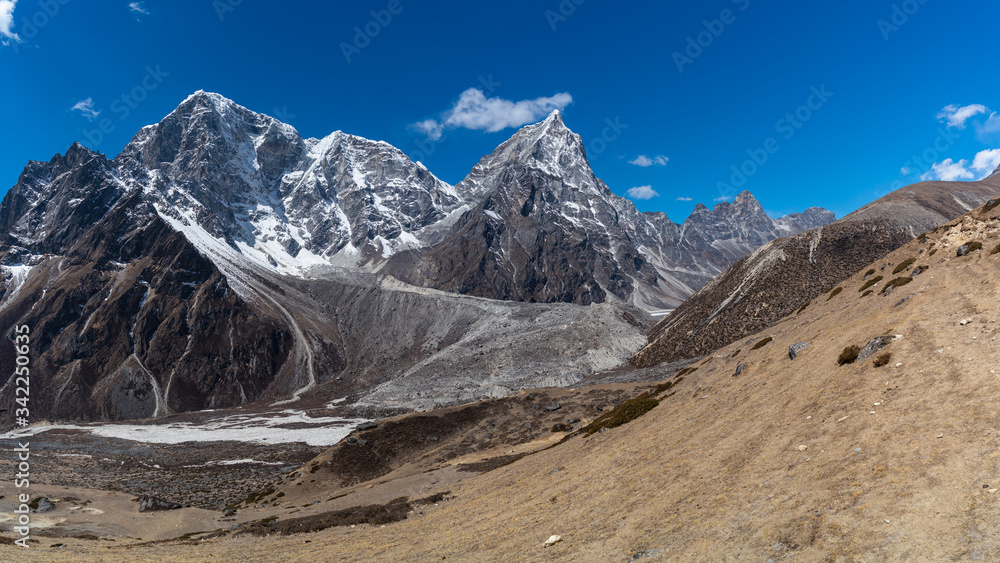 Panoramic landscape of Himalaya mountains range in Everest region, Nepal