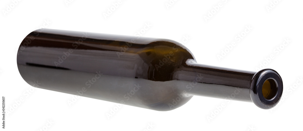lying empty dark brown wine bottle isolated lying empty dark brown wine bottle isolated