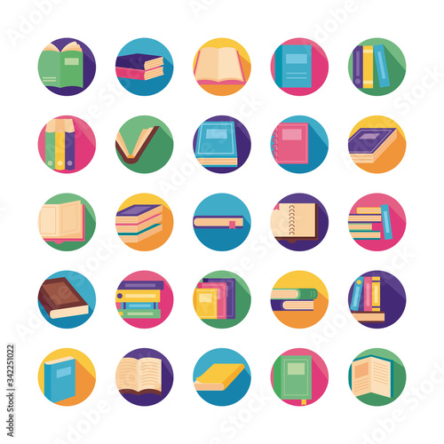 bundle of text books block style icons