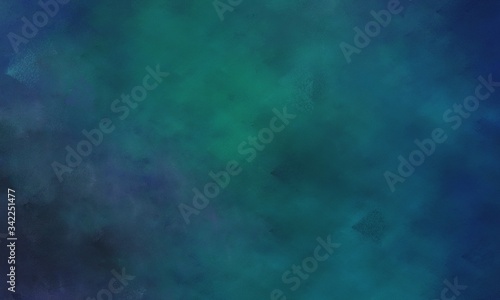 abstract painted art aged design background with dark slate gray  teal green and very dark blue color with space for text or image