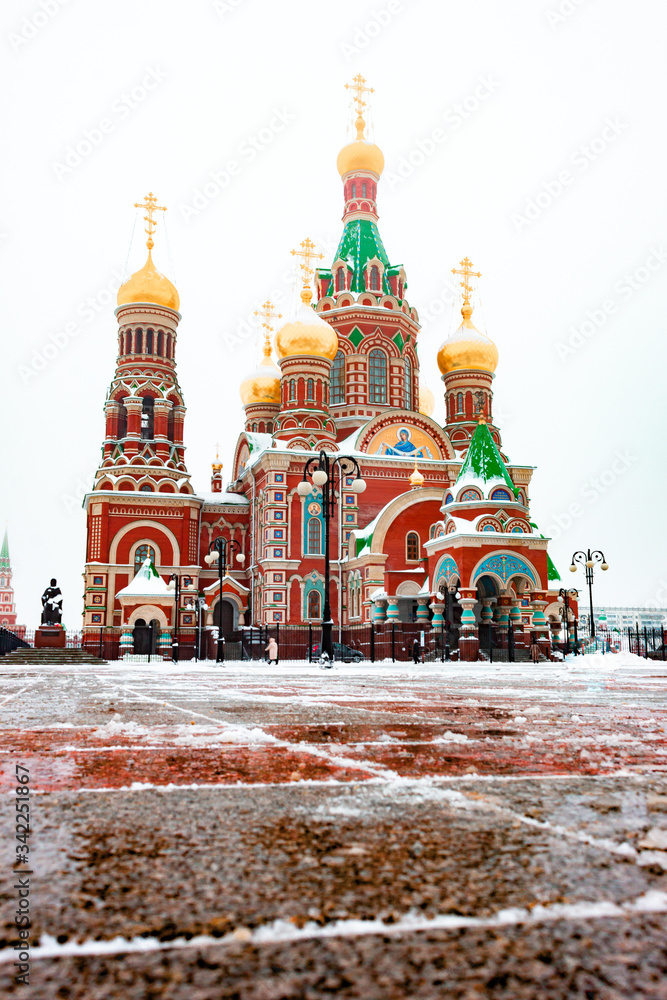 Fototapeta premium The Republic of Mari El is the city of Yoshkar-Ola. Russia. Blagoveshchensky cathedral