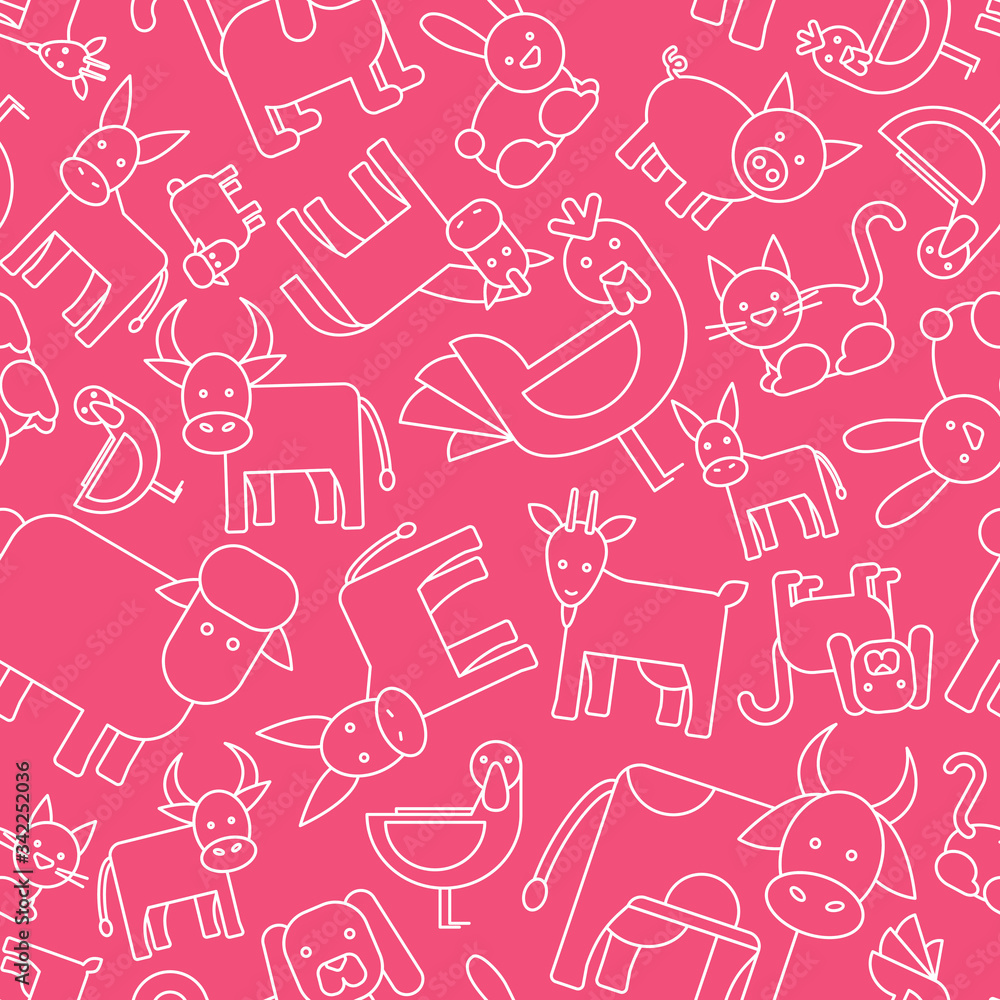 Domestic animal - Vector background (seamless pattern) of pets for graphic design Domestic animal - Vector background (seamless pattern) of pets for graphic design