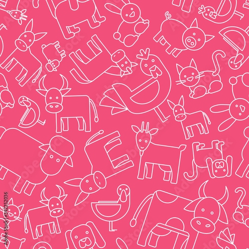 Domestic animal - Vector background (seamless pattern) of pets for graphic design