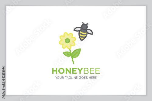 honey bee logo and icon vector illustration design template