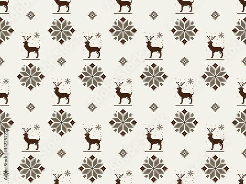 Bright colors of seamless pattern with  cross-stitch and  russian style.