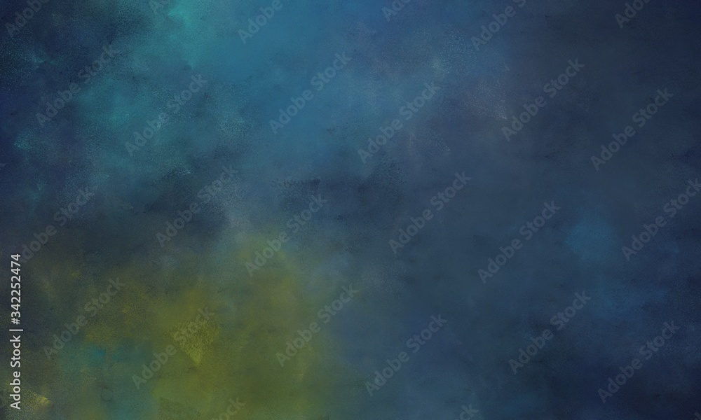 abstract painted art vintage header background with dark slate gray, teal blue and dark olive green color with space for text or image