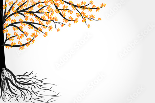 Tree autumn with roots banner copy space vector image