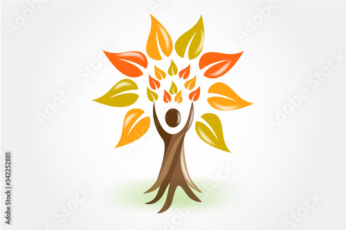 Logo tree people icon business card vector image